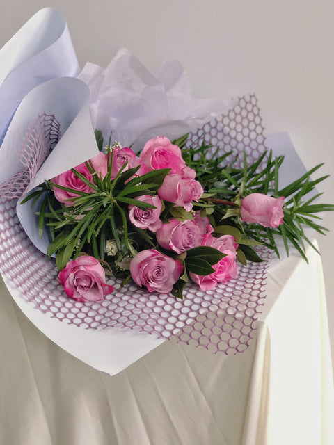 Dozen Purple/Lavender Rose Bouquet