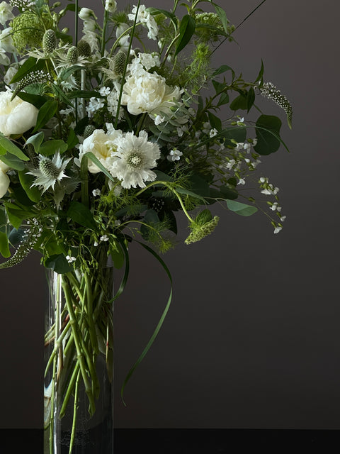 VA-8 (Deluxe Garden-style White Arrangement in 18" Tall Vase)