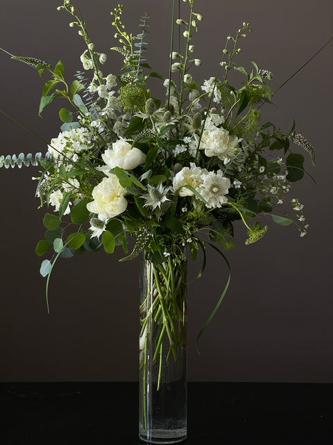 VA-8 (Deluxe Garden-style White Arrangement in 18" Tall Vase)